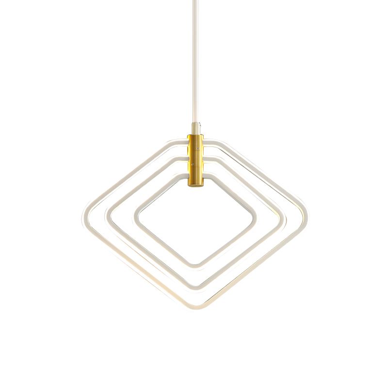 13 "/16" W rhombus kroonluchter lamp modernisme metaal eetkamer led plafond hanger licht in zwart/wit