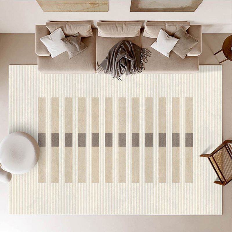 Modern Indoor Rug Stripe Print Carpet Polyester Non-Slip Backing Area Carpet for Living Room