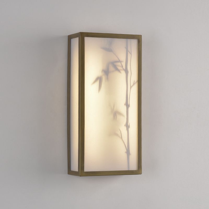 Modern Metal Wall Light Brown Cuboid 14.5" Wide Wall Sconce for Living Room
