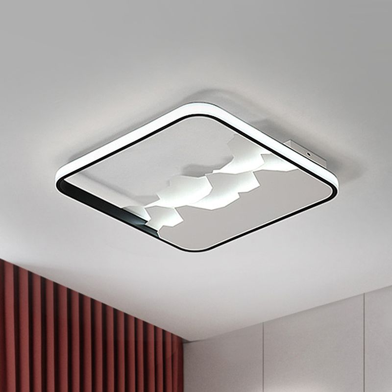 Black Square Frame Flushmount con Crack Design Moderno Acrilico LED Soffitto Illuminazione Fissaggio a Warm / White / Natural Light, 16,5 "/19.5" W