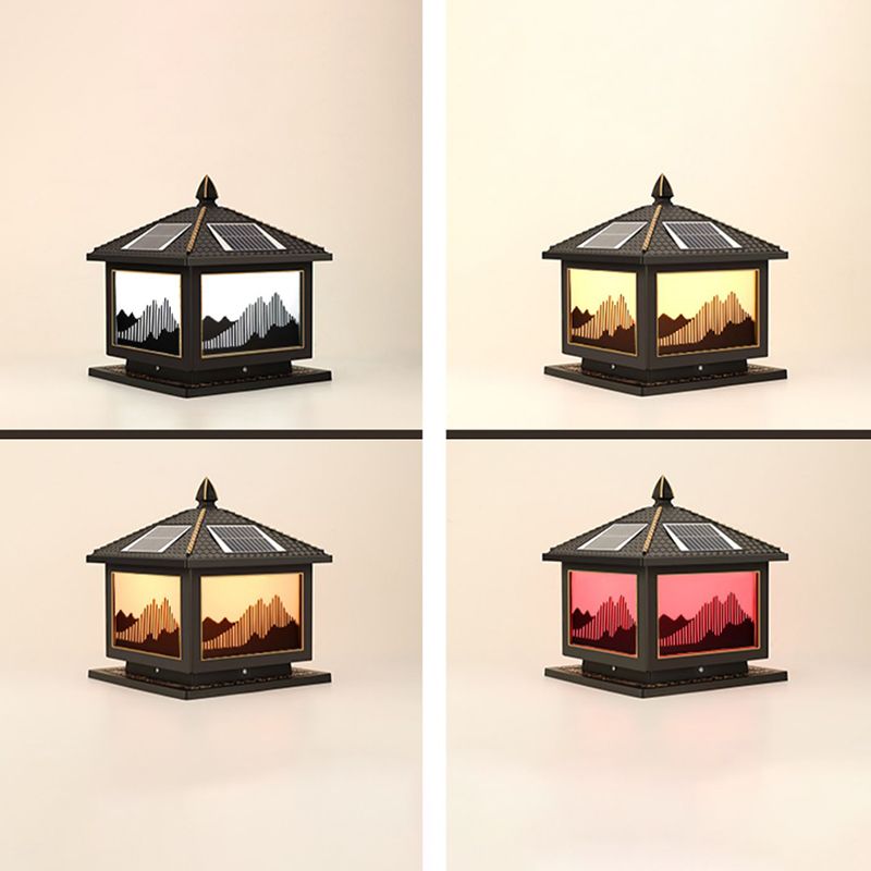 Modern Pillar Light Metallic LED Solar Lighting Fixture for Garden