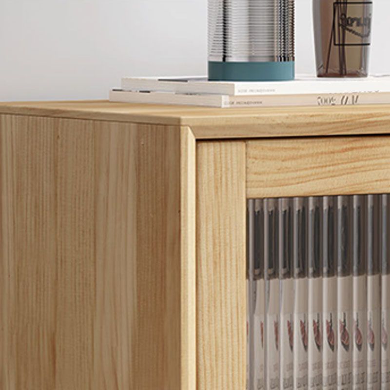 Rubberwood Glass Door Accent Cabinet 2 - Drawer 19.7" W Side Cabinet