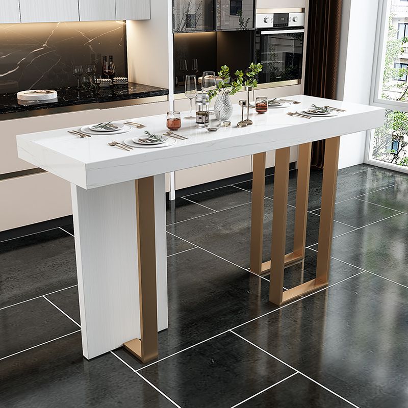 Faux Marble Bistro Bar Table Rectangle White Bar Table for Home