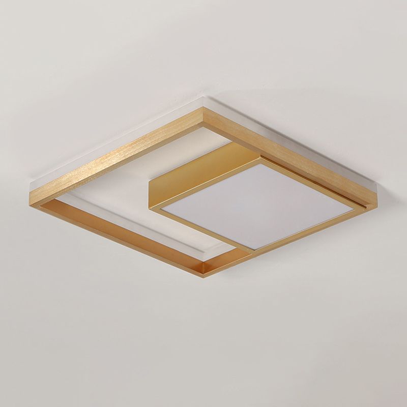 16"/23.5" Wide Gold Square Ceiling Light Modern Metal LED Flush Mount in Warm/White Light
