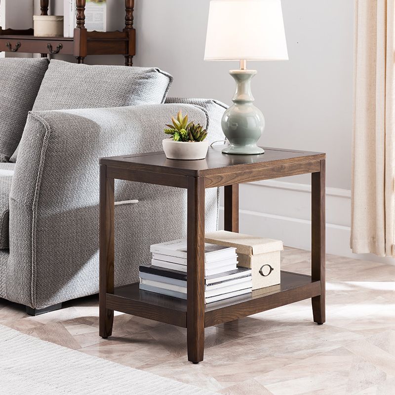 Farmhouse Wooden Side Table One Shelf Side Table with Wood Legs