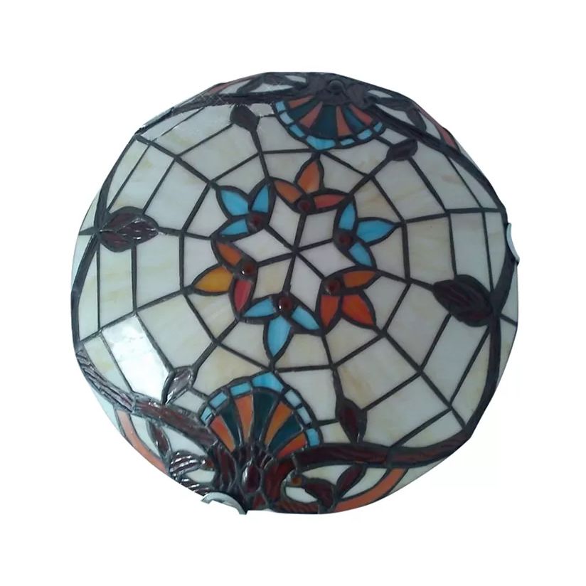 Plafonnier en vitrail, abat-jour en forme de bol, plafonnier avec décoration de bijoux, style baroque