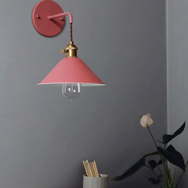 Colorful Metal Wall Mount Lamp Macaroon Style Single Light Sconce for Bedroom