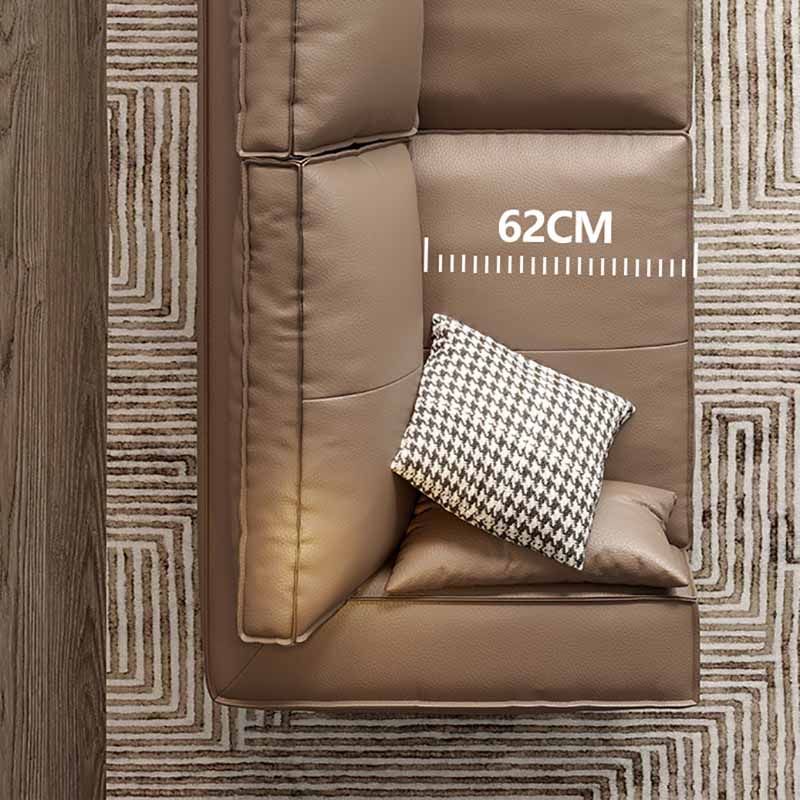 Genuine Leather Sofa 37" High Tuxedo Arm Sofa with Pillows for Living Room
