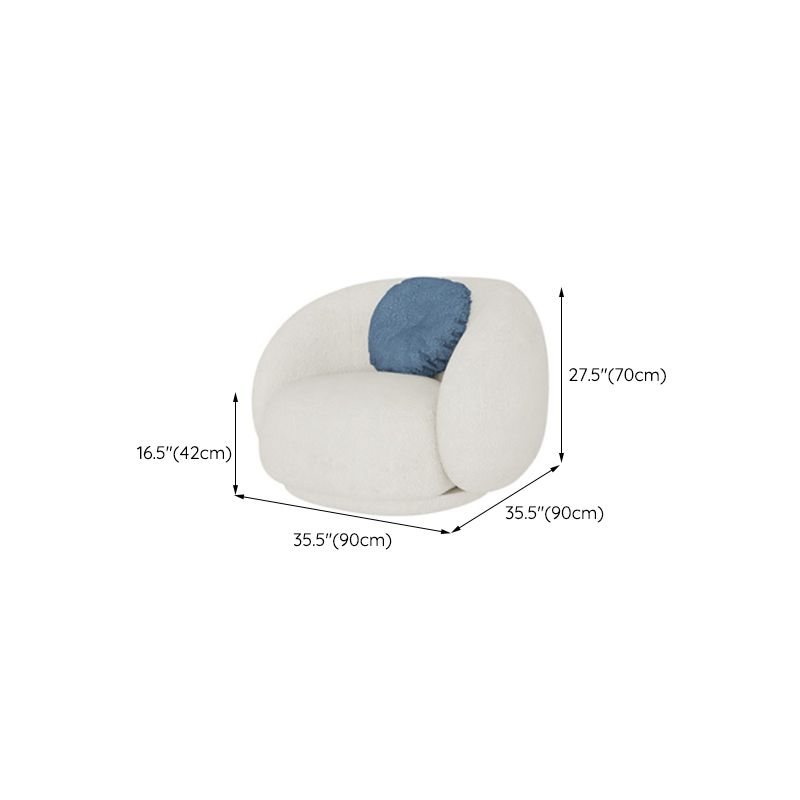 Sloped Arm Curved Sofa Nordic Wool Simple Sofa in White of 27.6" H