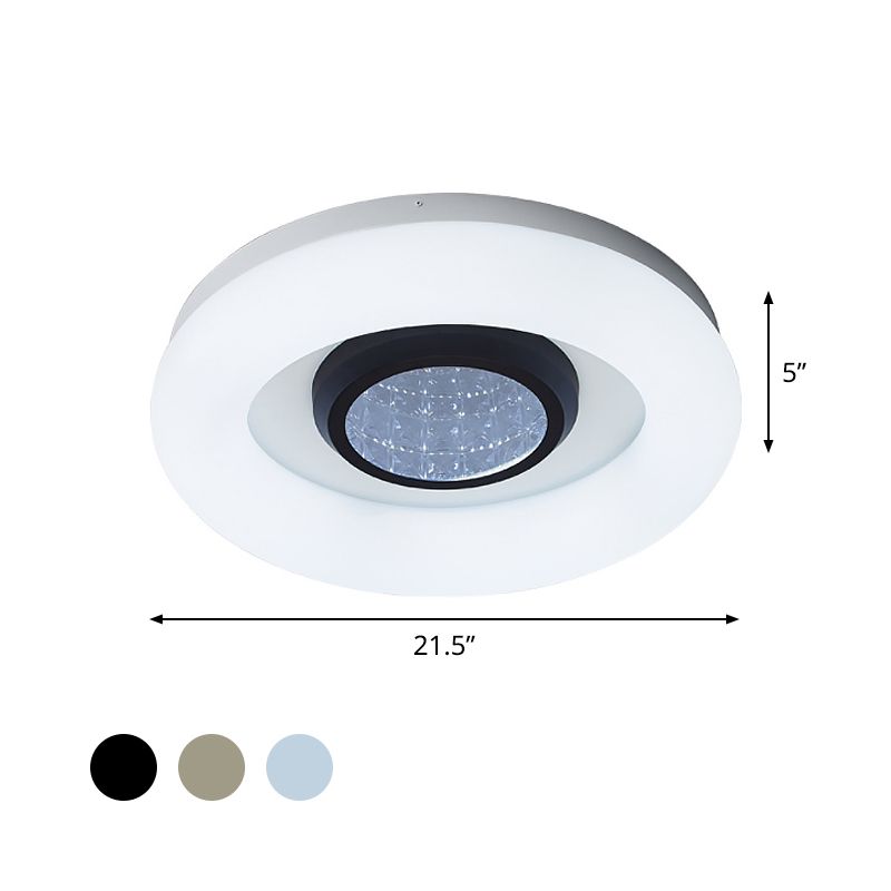 Bedroom LED Ceiling Flush Minimalist Black/Grey/Silver Flush Mount Light with Ring Acrylic Shade