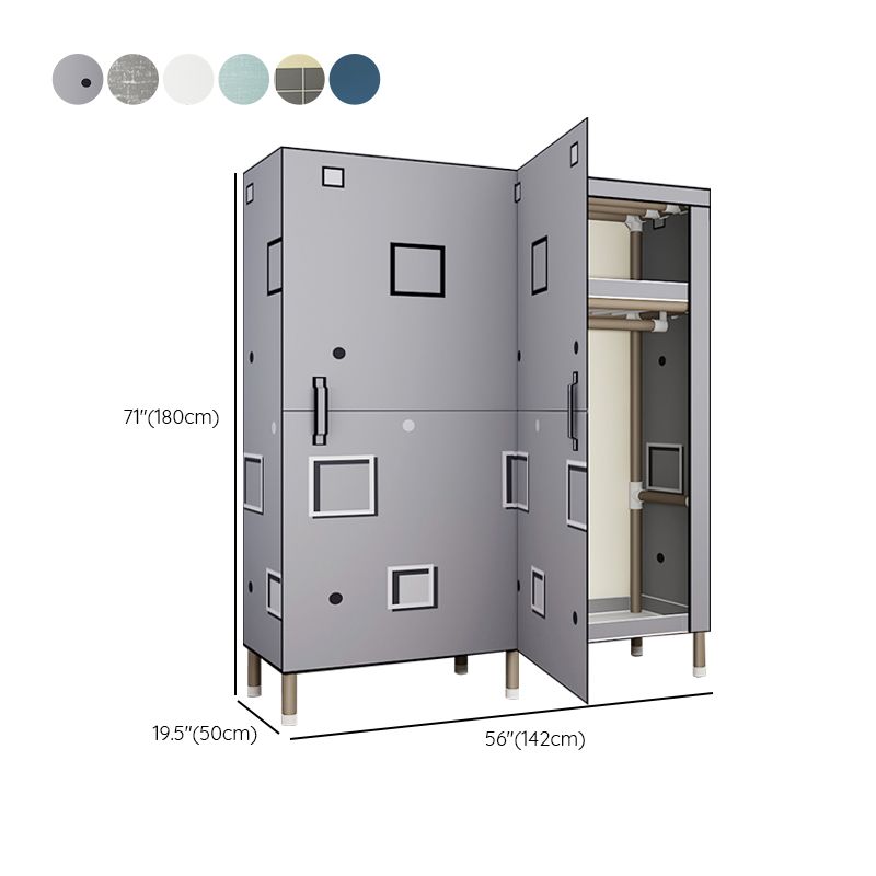 Foldable Freestanding Wardrobe Metal Frame Multifunctional Wardrobe for Bedroom