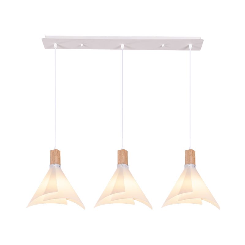 Acrylic Conical Multi Light Pendant Modernist 3 Heads White Suspension Lamp for Living Room