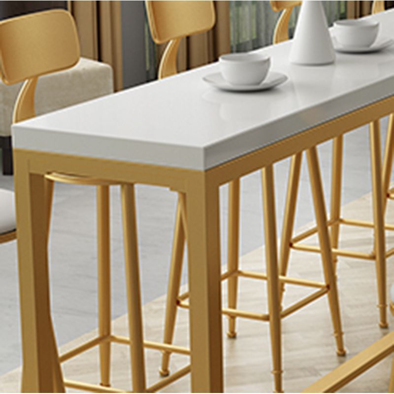 Solid Wood Bar Table Gold and Metal Base Bar Table for Kitchen Living Room