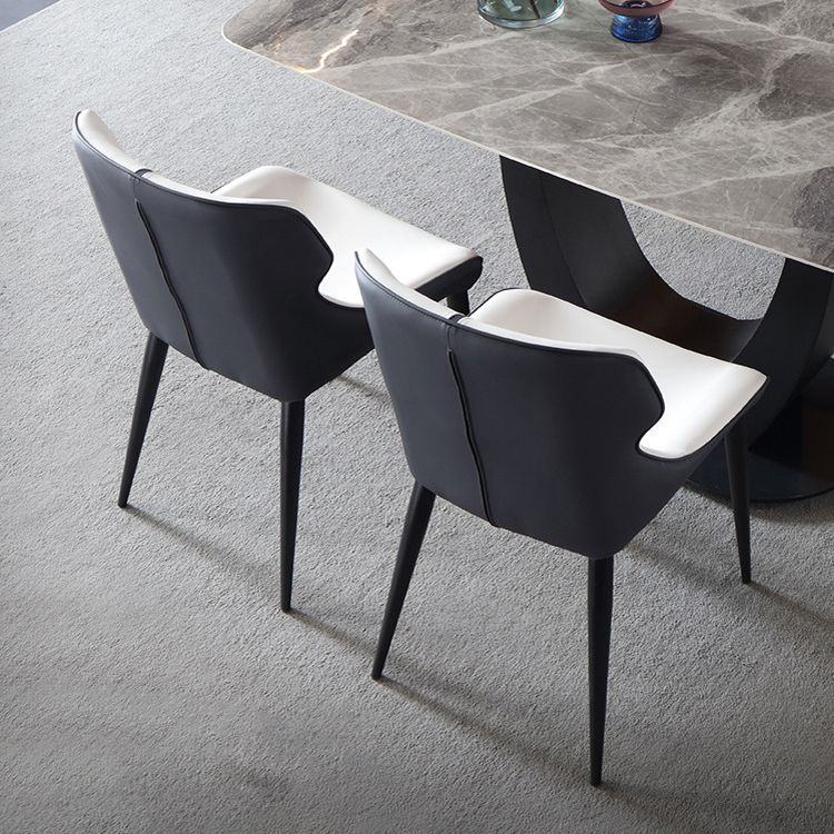 Silla de comedor tapizada de metal con respaldo de ala para el hogar industrial