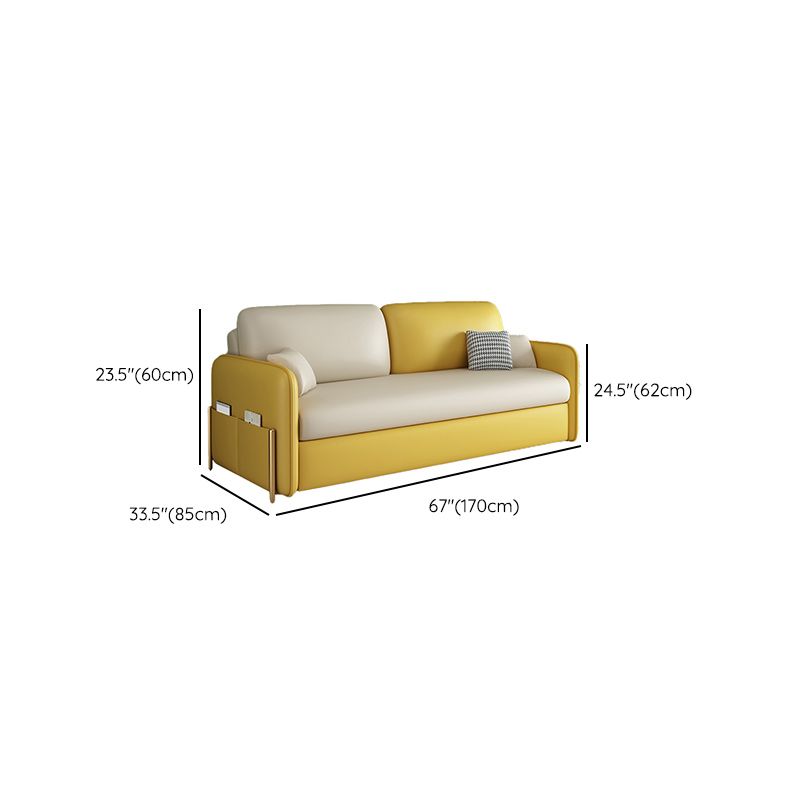 Yellow and White Futon Sleeper Sofa Bed Modern Style Convertible Sofas