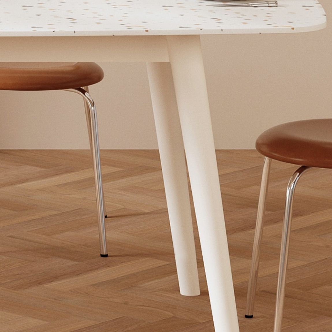 Modern Stone White Dining Table Ash Wood Base for Dining Room