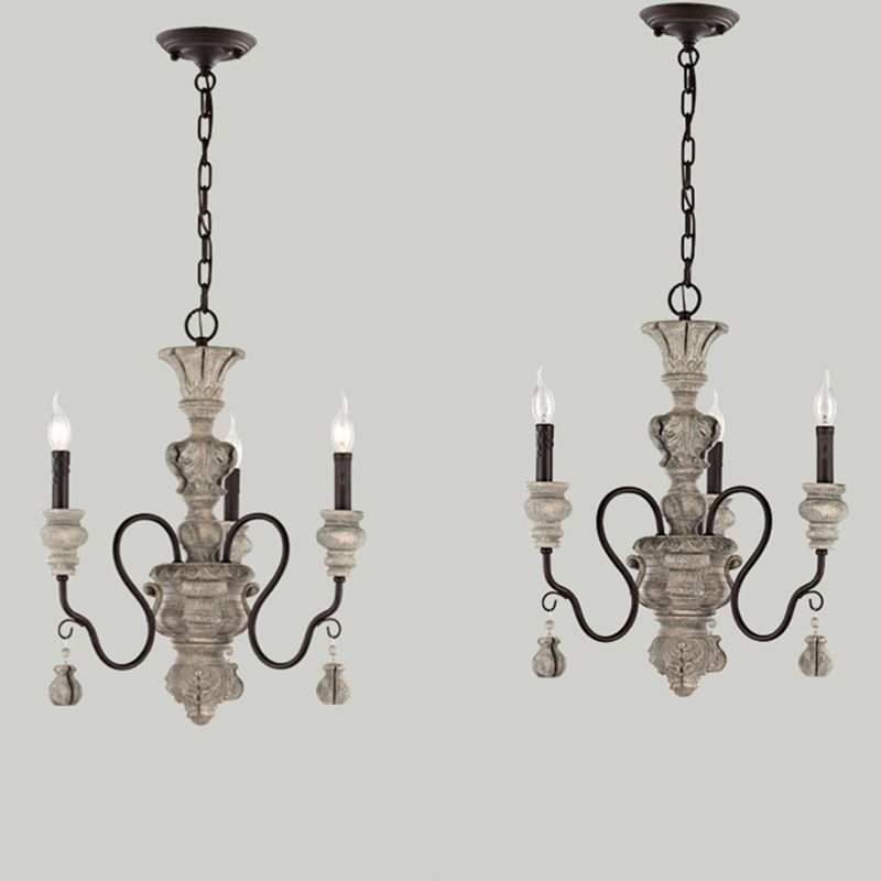 Harz Candlestick Hanging Lampe Traditionelle Esszimmer Kronleuchter in Grau
