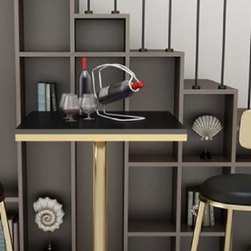 Glam Pedestal Bar Dining Table Faux Marble Cocktail Bar Table with Metal Base