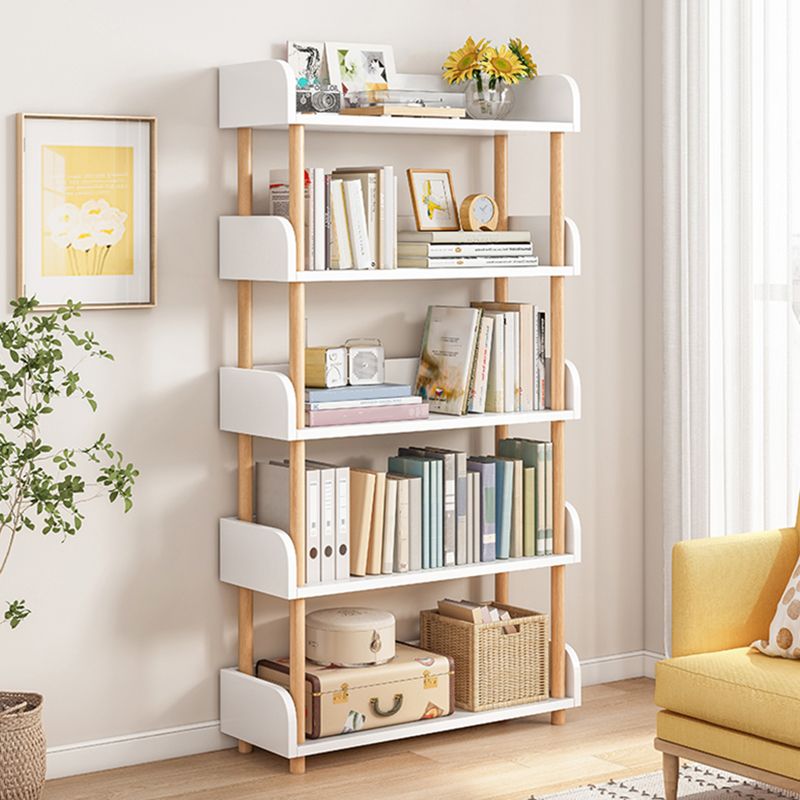 Modern Style Bookshelf Open Back Vertical Engineered Wood Bookcase
