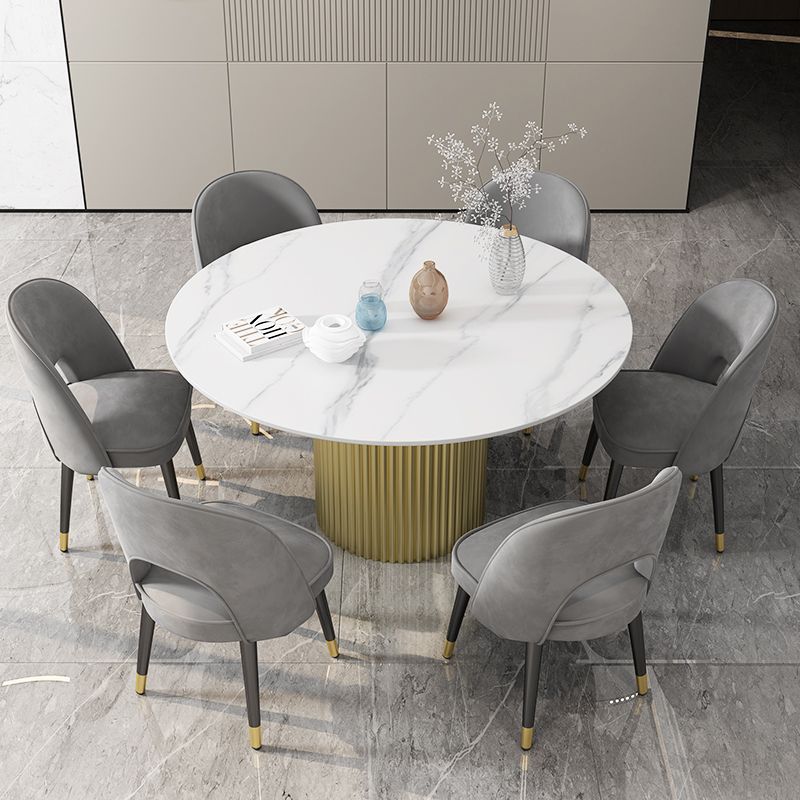 Glam 1/7 Pieces Dining Set Round Stone Dining Table for Dining Room