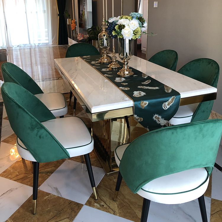 Metal Traditional Luxury Rectangle Indoor Table Marble Top Table with Pedestal