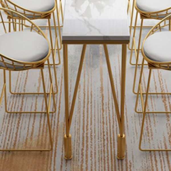 Modern 1/4/7 Pieces Bar Table Set Rectangle Stone Counter Table with High Stools