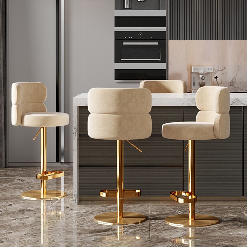 Glam Liftable Bar Stool Round Seat Counter Bar Stool with Metal Legs