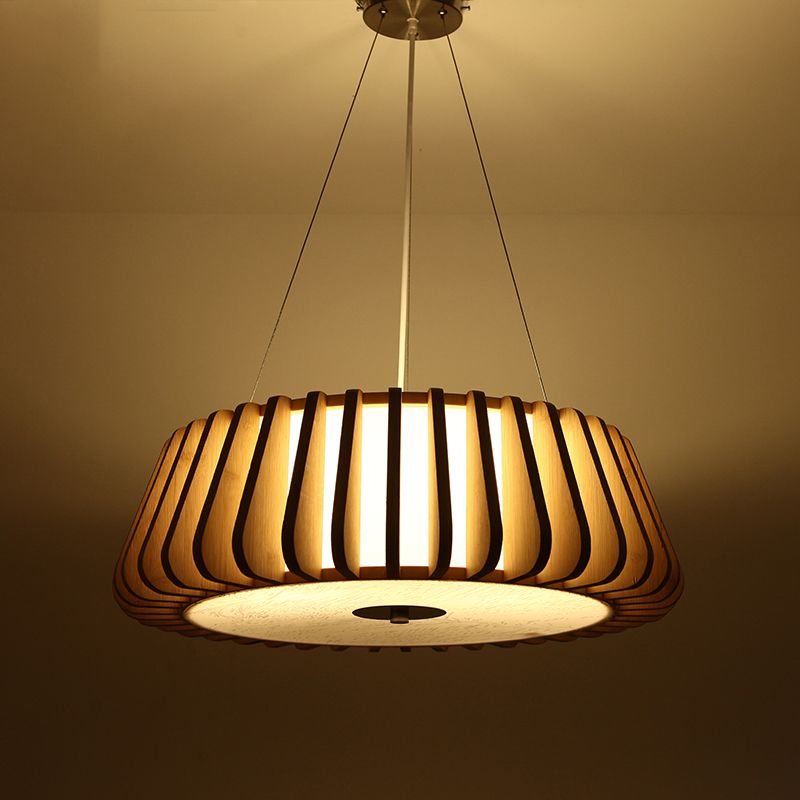 19,5 "/23,5" illuminazione a sospensione affusolata larga tradizionale legno tradizionale 1 lampadina nichel lampada a soffitto appesa