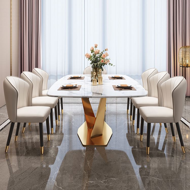 Modern Rectangle Sintered Stone Dining Table for 4/6 with Metal Base Dining Set for Restaurant