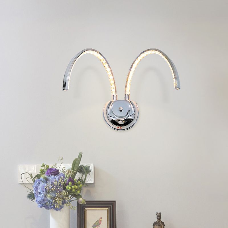 Chrome LED Symmetric Arch Wall Lighting Modernist Metallic Wall Mounted Lamp in Warm/White Light