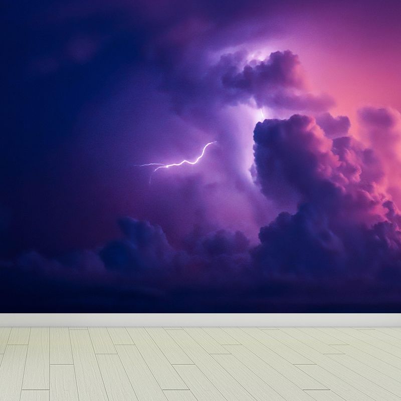 Contemporary Mural with Lightning Pattern Moisture Resistant Wall Covering for Wall Decor