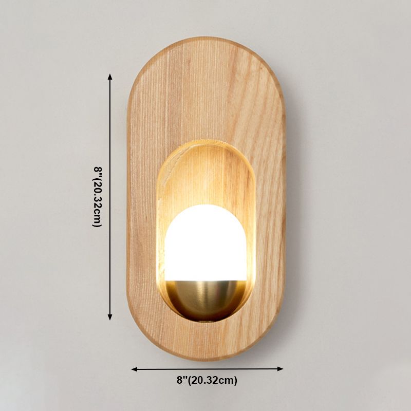 Luces de apliques de pared en forma de bola de estilo contemporáneo madera 1 lámpara de luz liviana