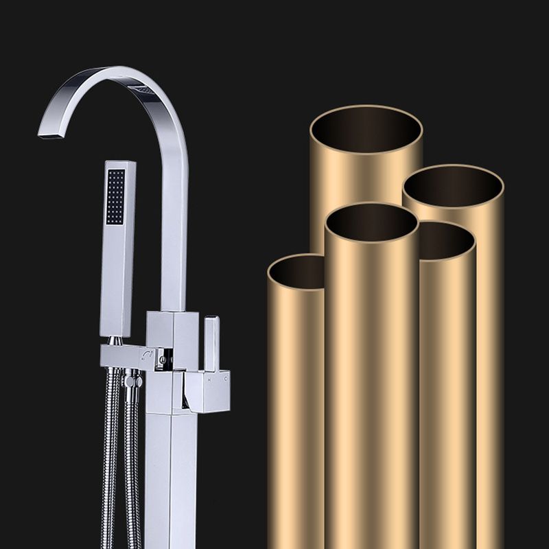 Freestanding Bathtub Faucet Floor Mounted One Lever Handle with Hose