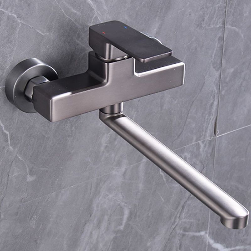 Contemporary Single Handle Kitchen Faucet Double Holds Bar Faucet in Gray