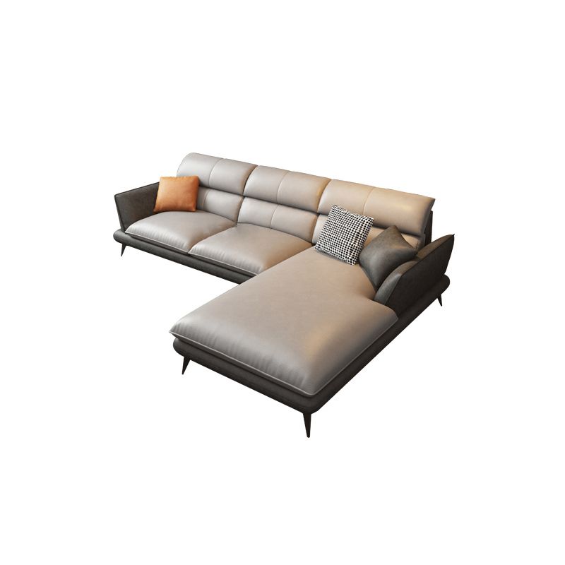 Nordic Sewn Pillow Back Sofa Faux Leather Sloped Arm Sofa for Living Room