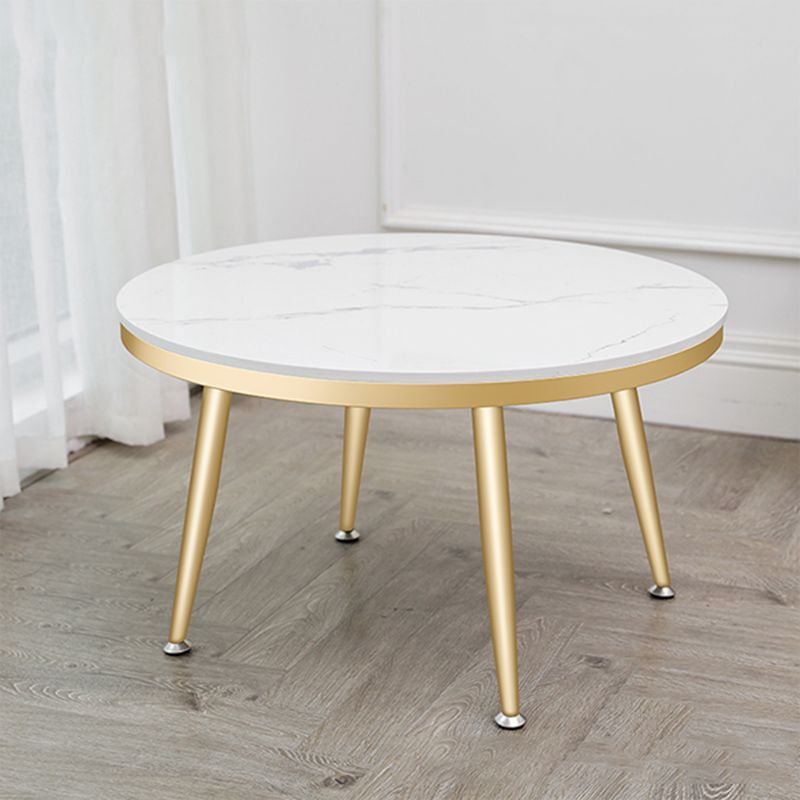 Glam Round Faux Marble Coffee Table 4 Legs 1 Coffee Table for Living Room