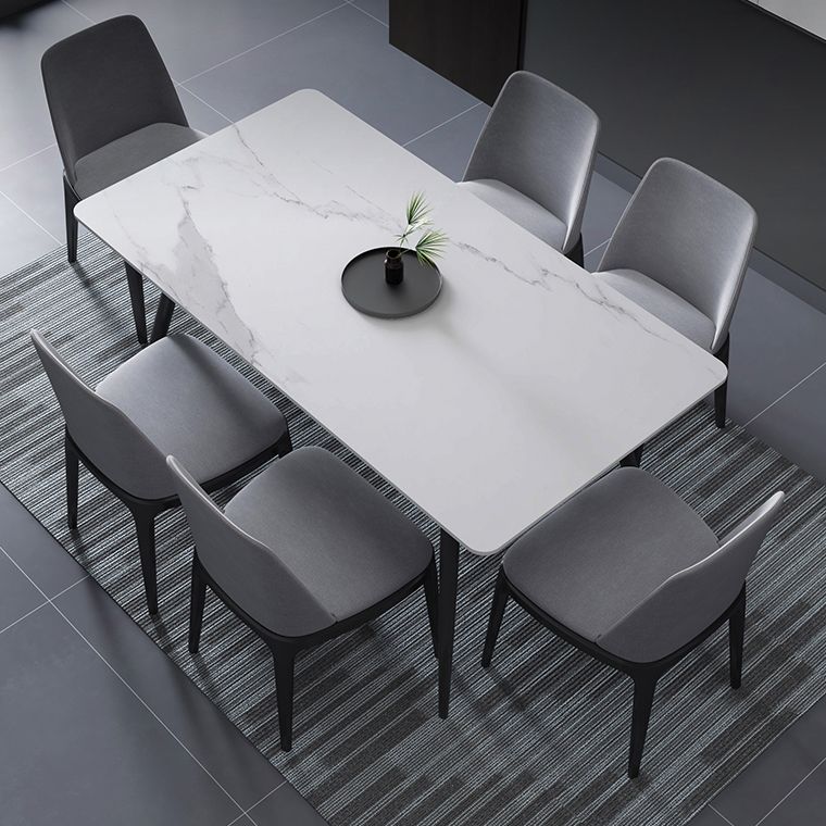 Metal Industrial Rectangle Dining Table Sintered Stone Table for Dining Room