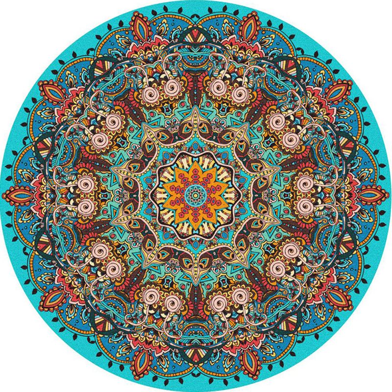 Olden Bohemian Style Rug Multi Color Tribal Pattern Carpet Non-Slip Backing Stain Resistant Washable Rug for Sitting Room
