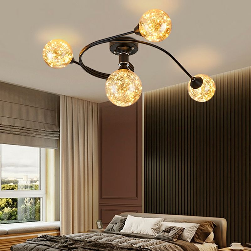 Globe contemporain Flush Lightture Glass Flush Mount Lamps en noir