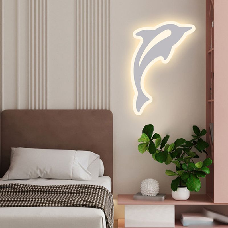 1-Light Wall Lighting Fixtures Modern Style Metal Wall Mounted Lights in White