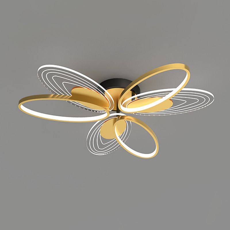 Forma de la flor de metal al ras del techo de techo moderno múltiples luces de montaje al ras en oro