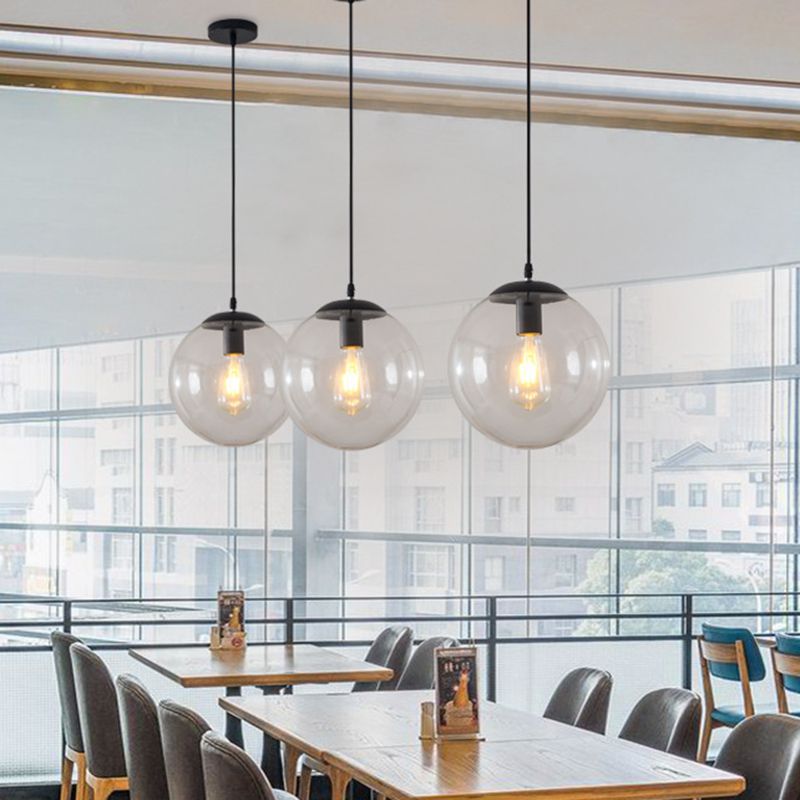 Restaurant Pendant Lighting Fixture Minimalist Style Pendant Ceiling Light with Orb Glass Shade