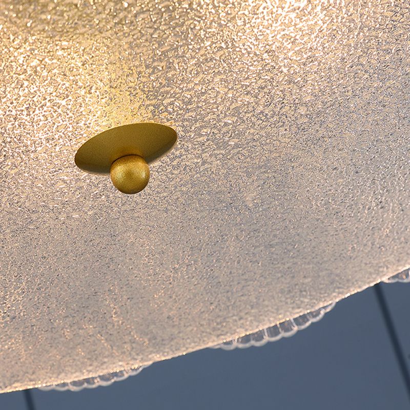 Modern Metal Flush Mount Shell Shape Ceiling Light with Glass Shade for Living Room