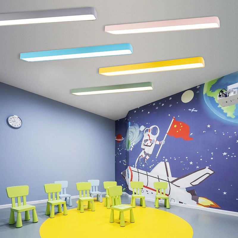 Rectangle Shape Ceiling Lamp Modern Aluminium 1 Light Flush Mount for Kindergarten
