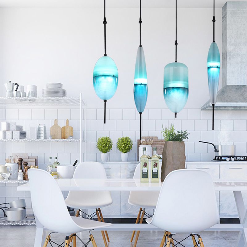 Lampe de suspension en verre de forme ovale créative moderne la lumière suspendue à 1 lumière pour salle à manger