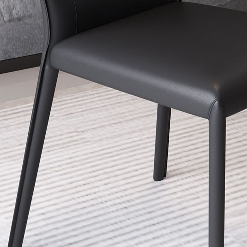 Modern Matte Finish Leather Side Chair with Wingback for Dining Room