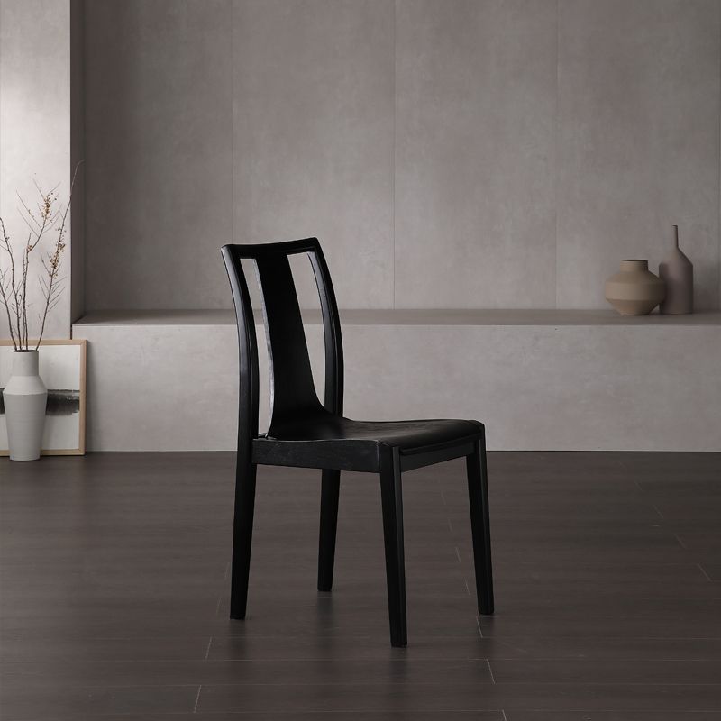 Silla auxiliar de comedor de madera de estilo tradicional, sillas sin brazos con respaldo de listones para cocina (juego de 2)