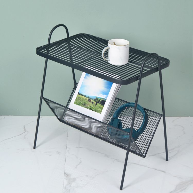 23.22" Tall Rectangle Top Side Table Iron Sled Base End Table