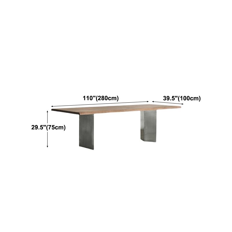 Industrial Solid Wood Table for Restaurant Rectangle Table with Double Pedestal