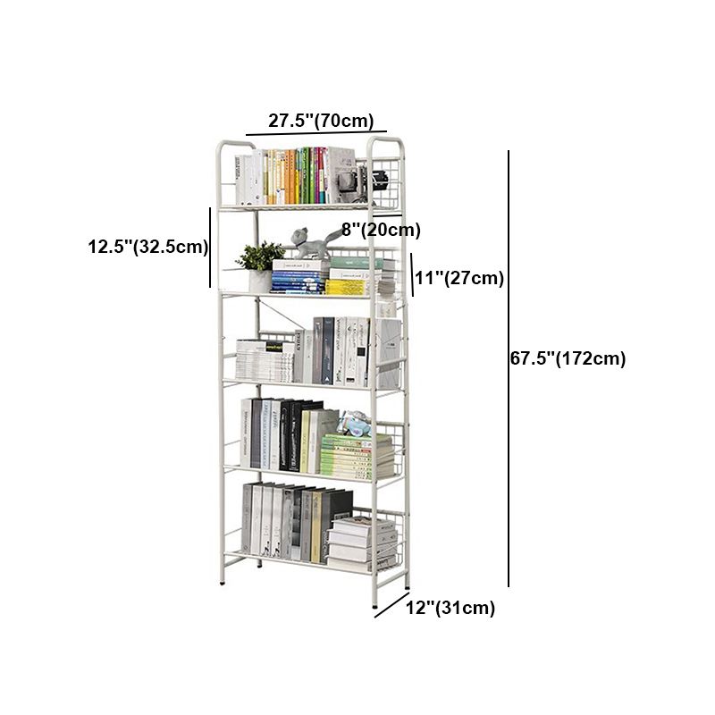 Contemporary Style Bookshelf White Bookcase for Home Office Study Room